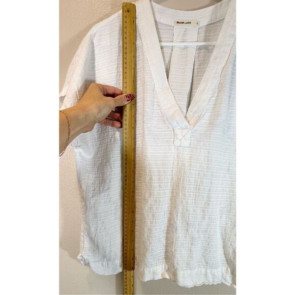 Marine Layer Sheer Lightweight Bali White Shadow Stripe Tunic Women's Large - Picture 9 of 12